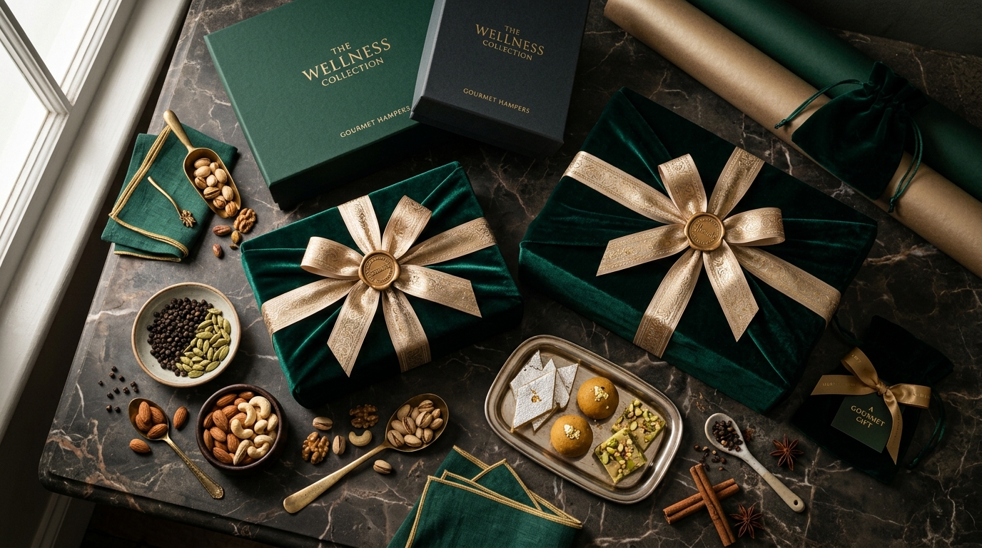 Premium DELICUOS wellness meal boxes, spices, dry fruits and corporate gift hampers